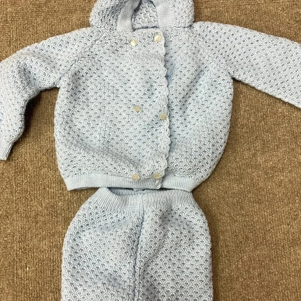 Vintage Blue Crocheted Outfit‎ 12mo